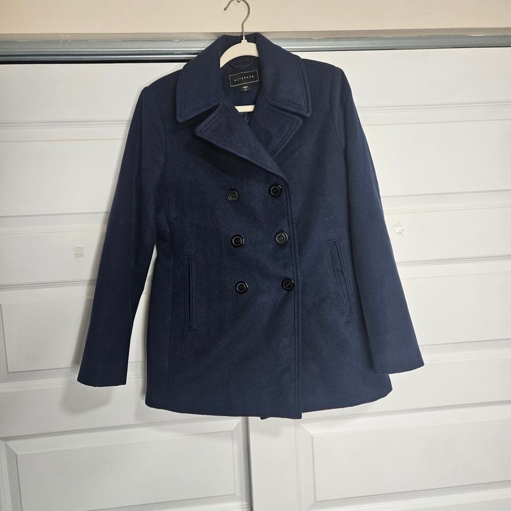 Metaphor Navy Blue Double-Breasted Pea Coat - Size M